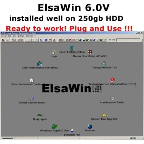 2021 Auto Repair Software ELSAWIN 6.0 Newest for Audi for VW Auto Repair Data elsa6.0 installed well on 250gb HDD ready to use