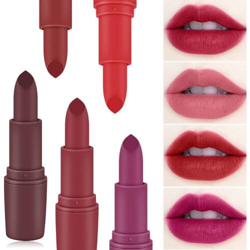3pcs MISS ROSE Brick Red Lipstick Aunt Colour Mist Matte Lipstick Wholesale Easy To Wear Makeup Cosmetic Gifts for Women