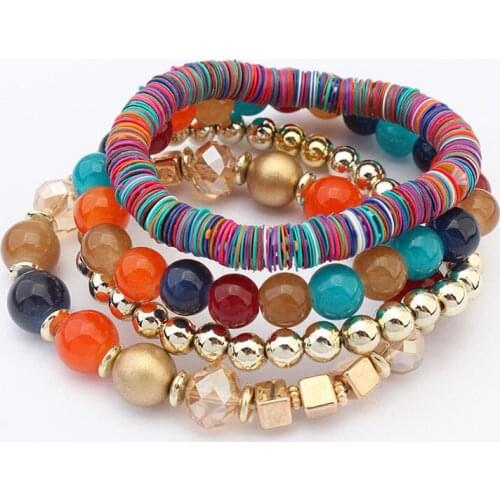 4pcs/set 2019 Spring Summer Fashion Womens Bracelet Set Bohemia Charm Geometric Beaded Bracelet & Bangles Jewelry For Ladies