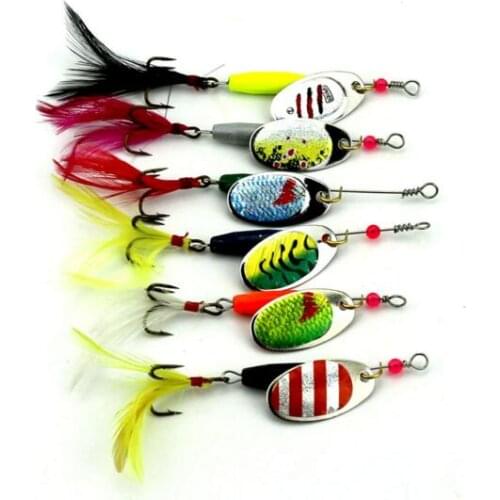 6pcs Spoon Metal Fishing Lures Set Spinner Baits CrankBait Bass Spinnerbait Fish Tackle Hook