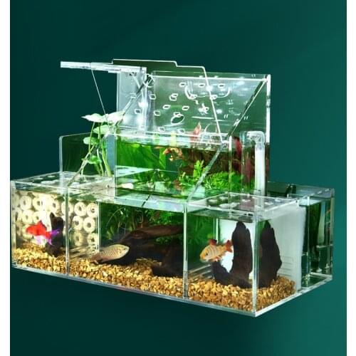 Large Size Aquarium Fish Tank Acrylic Small Fish Isolation Box Transparent Reproduction Box Creative Desktop Betta Fish Tank