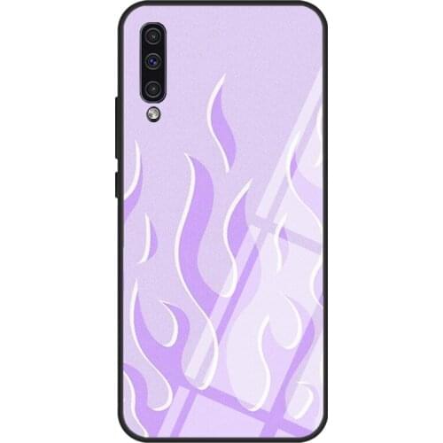 Lavender Flame Case For Samsung A72 A71 A51 A31 A40 A50 A70 A20e A21S A12 A32 A52 Tempered Glass Cover