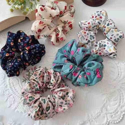 Floral Large Intestine Hair Ring Cute Girl Korean Pastoral Style Super Fairy Sweet Cloth Hair Accessories Hair Rope