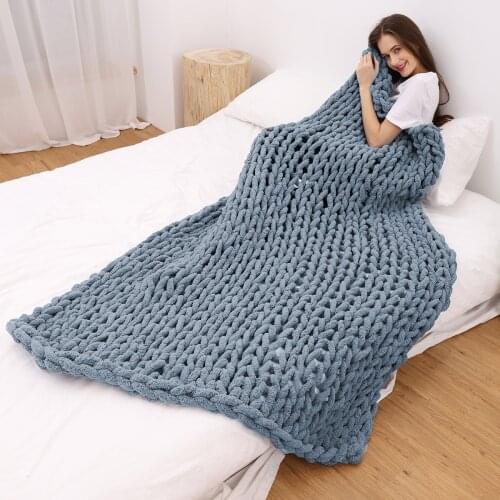 Nordic Photography Decorative Blanket Chenille Chunky Knitted Blanket Area Rug Mat Super Thick Soft Manual Weaving Blanket D30