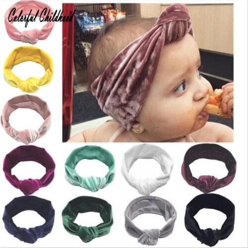 Baby Hairband Solid Velvet Knotted Headwear Toddler Kid Infant Fashion Tie Headband Bebe Vestidos Childrens Accessories0-3yrs
