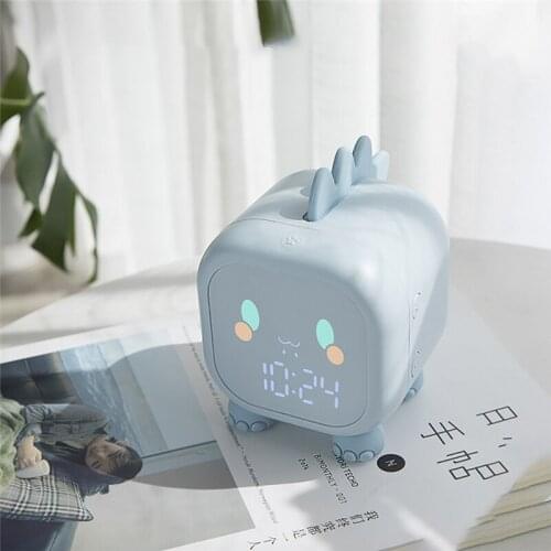 Children Bedside Multifunction Dinosaur Alarm Clock LED Sleep Clock Night Light With Temperature Digital Display Voice Control