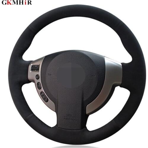 DIY Black Suede Car Steering Wheel Cover for Nissan Qashqai 2007-2015 Rogue X-Trail 2008-2013 NV200 2009-2016 Sentra 2007-2012