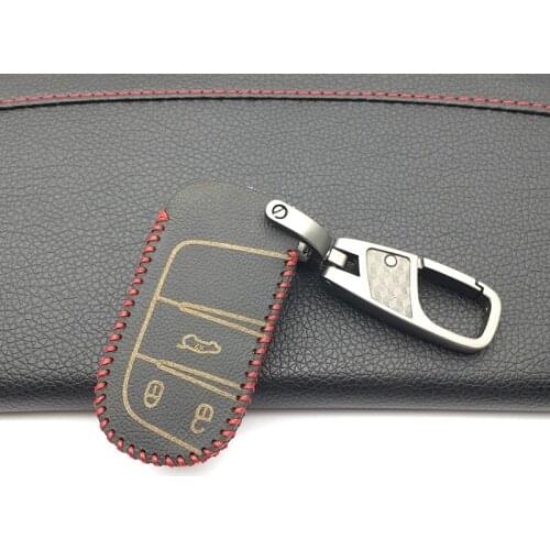 For Jeep Grand Cherokee Compass Patriot Dodge Journey Chrysler 300C Hot Sale 100% Leather Key Case Cover Car Key Chain Fob Cover