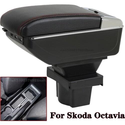 Dual Layer+Large Space Armrest Box for Skoda Yeti Octavia A5 MK2 2005-2012 Central Store Content Box with Ashtray