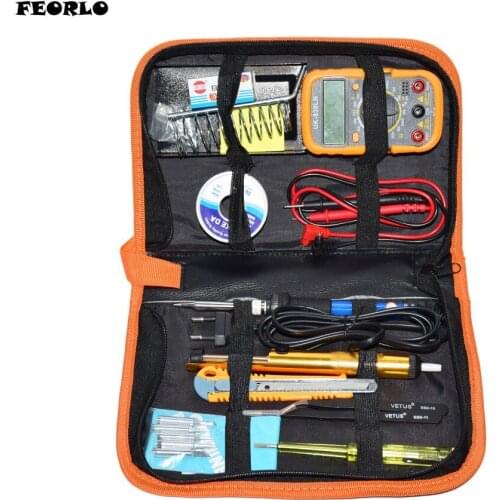 Feorlo 220V/110V Electric Soldering Iron Multimeter Set Adjustable Temperature Package 110V 60W Welding Handle Tool Set