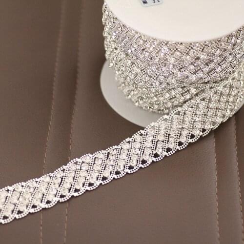 Good quality Wide Rhinestone Cup Chain Sew On Rhinestone Trim DIY Wedding Dress Rhinestone Belt Performance clothing