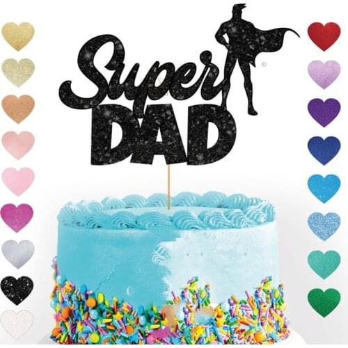 Customised Super Dad glitter cake topper personalised cake topper Fathers Day best dad daddy superhero Party Decorations