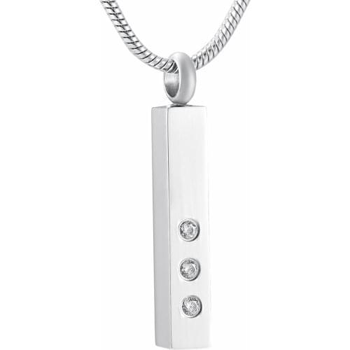 Inlay Zircon Bar Memorial Urn Necklace for Holder Ashes Keepsake Cremation Locket Pendant Jewelry For Women - Engravable