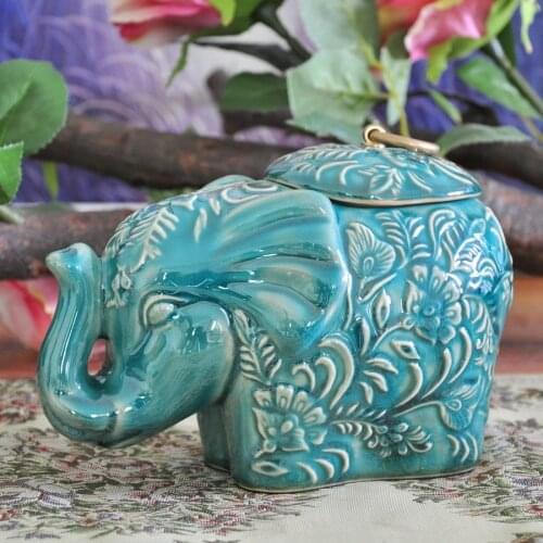Classical Ceramics Elephant Statue Storage Jar Decorative Household Porcelain Organizer Canister Ornament Craft Accessories
