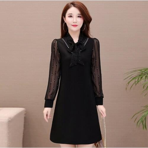 KMETRAM Spring Autumn Dress 2020 Vintage Leopard Mini Dress Women Black Long Sleeve Dress Thick Dressses Plus Size Vestidos MY