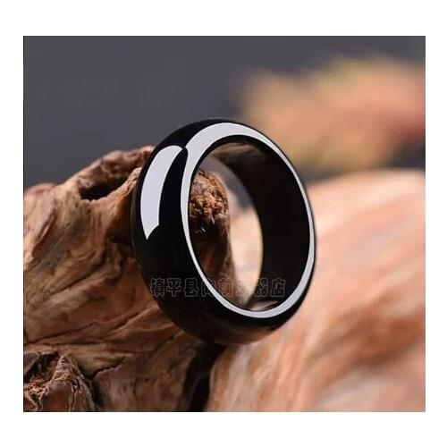 Natural agate black jade rings jewelry gemstone band ring jade simple stones for women jewellery luxury jewelry men rings