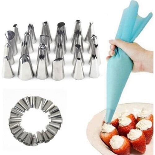 24Pcs Stainless steel Pastry Nozzles Bakeware Cake Shop Cream Nozzles Confectionery Decorations Baking Cake Decorating Tools