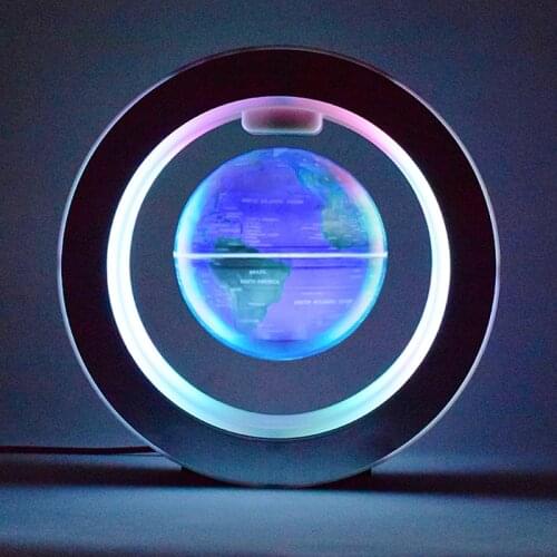 4 Inch Magnetic Levitating Globe O Shape Desk Lamp With Colorful LED World Map Educational Gifts For Home Office Decor For Men