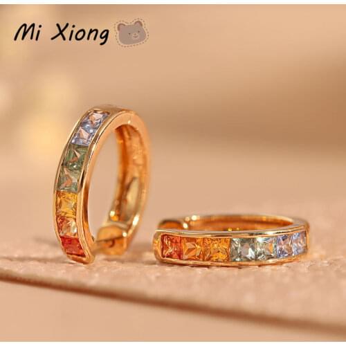 Mi Xiong s925 sterling silver new original rainbow series colorful earrings elegant fresh exquisite ladies charm brand jewelry