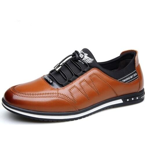 2021 New Men High Quality Breathable Casual Shoes Male Comfortable Non-Slip Leather Shoes Man Lightweight Flat Walking Sneakers