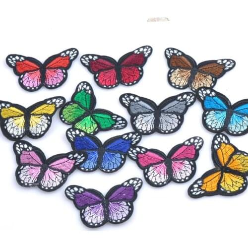 Butterfly Patches badge Fabric Jeams Iron on Decoration repair Decals sewing On Motif Patches Mixed Color 7x4.7cm CP0919