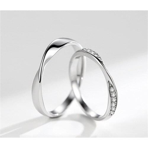 New Couples Ring For Lovers Lozenge Micro-set Diamond Jewelry Adjustable Pair Of Rings For Men Women Wedding Engagement Jewelry