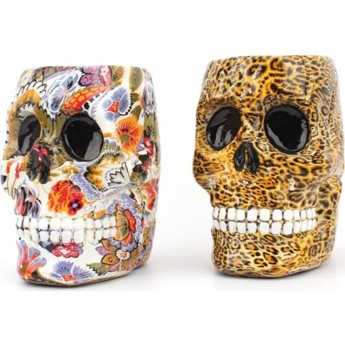 Makeup Brush Organizer Box Leopard Print Flower Bucket Round Pen Holder Beauty Tools Skull Storage Box Girl Home Decor Container