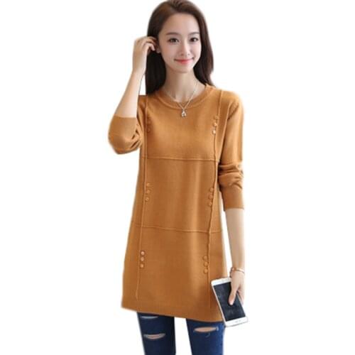 Autumn Winter Women Sweater New Solid Pullover Knitwear Sweater O-neck Long-sleeve 2020 Medium-length Sweater Female Clothes Top