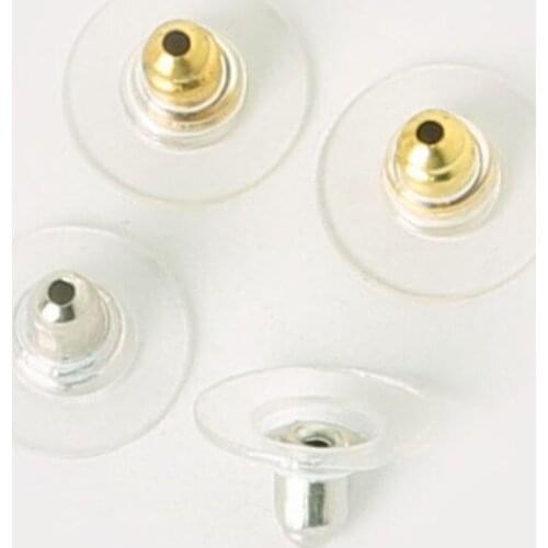 Plastic earring back stoppers 50pcs Gold Rhodium Plated for stud hook earrings stoppers,DIY Jewelry Findings Parts 7*11mm