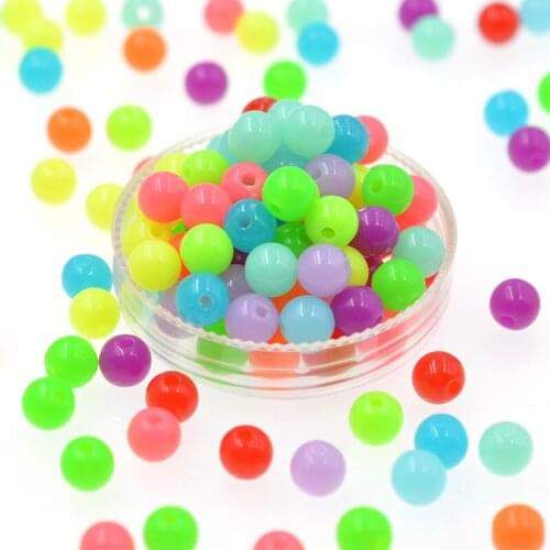 Transparent Multicolor Shining 6 8 10mm Acrylic Beads Ball Loose Fashion Beads for Jewelry Makeing Bracelet Necklace DIY