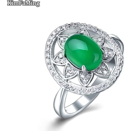 Romantic Female Flower Silver Rings in Fine Jewelry Gemstone Party Gift OPR227