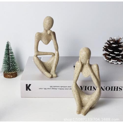 Nordic abstraction statues of contemplative figures, sandstone modern art sculptures,Home Decoration, Office art figurine