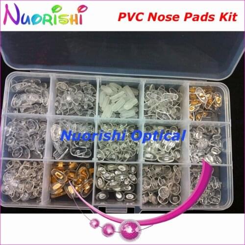 Contain 15 Different Types PVC Plastic Glasses Eyewear Eyeglass Accessories Nose Pads Kit Set HBN15 Free Shipping