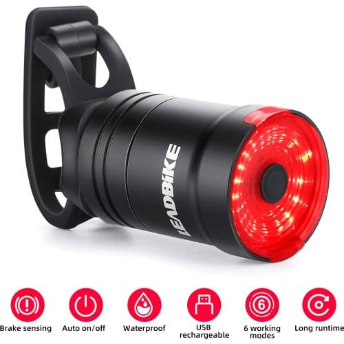 LEADBIKE Smart Bike Tail Light Brake Sensing Bicycle Light Cycling Flashlight IPX6 USB Chargeable Led Taillight Mtb Accesorios