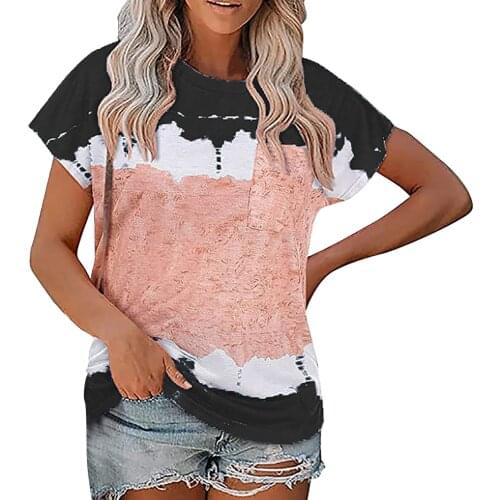 Tie-dye Printing Womens Tops And Blouses Summer Loose Plus Size O-neck Blouse Women 2021 Summer Blusas Mujer De Moda Блузки