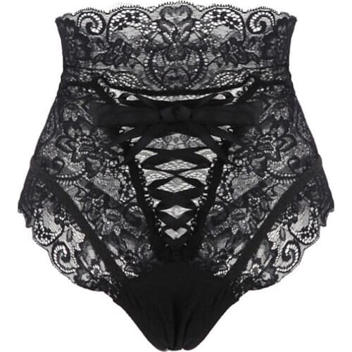 Women Sexy High Waist Thong&Briefs Lady Girls Floral Transparent Lace Underwear Lingerie Exotic Panties
