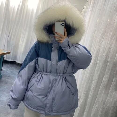 2021 Winter New Women White Duck Down Coat Real Fox Fur Collar Short Female Puffer Jackets Thicken Warm Hooded Ladies Outwear