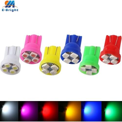 10pcs 6V 6.3V DC W5W T10 1210 4 SMD LED Bulbs 555 194 168 Battery Game Pinball Car Lights White Pink Blue Red Green Amber