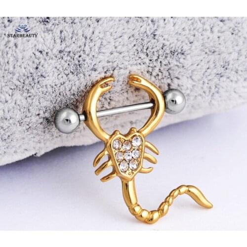 2pcs/lot Dormineering Scorpion Nipple Ring Body Jewelry Women Pircing Pezon Mujer Stainless Steel Nipple Piercing Gift