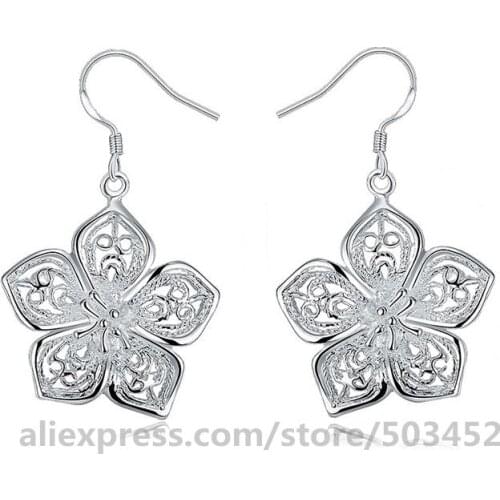 200pairs/lot Hot Sells Fashion Earrings Hollow Flower Long Earrings Factory Price Grace Pendientes Largos Bridesmaid Jewelry
