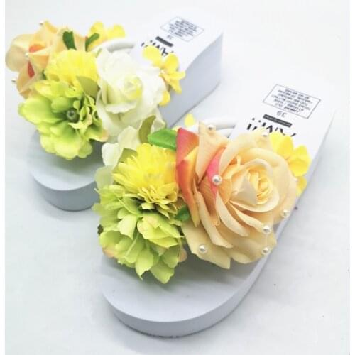 2017 Summer Home Slippers Fashion Rose Flower Sandals Slippers Beach Sandals Slippers Girl Shoes