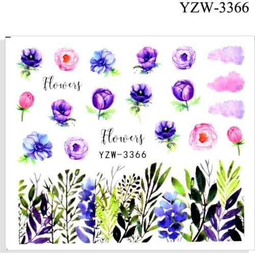 4 Sheet Nails Sticker Nail Art Decorations Purple Flower Bud Butterflies Decals Water Transfer Sliders Decorations