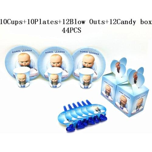44Pcs Disney Baby Boss Cartoon Kids Birthday Party Disposable Decorations Party Blow Outs Cups Plates Baby Boss Candy Box Sets