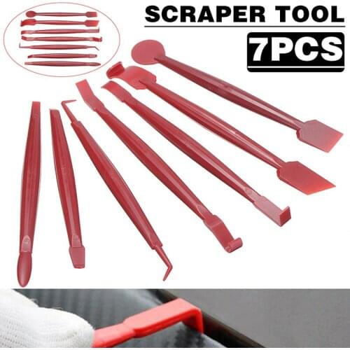 7pcs Red PP Wrap Stick Vinyl Wrap Micro-Squeegee Tool Kit A Complete Set For Car Wrapping And Window Tint Installing Parts