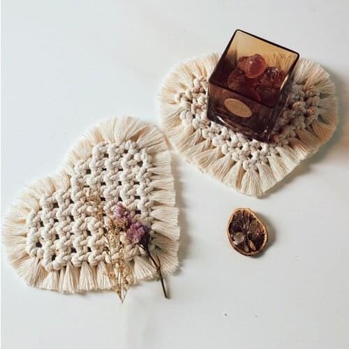 Bohemia Tablecloth Macrame Placemats Cup Mat Coaster Cup Pad Northern Europe Style Pure Handcrafted Cotton Braid Insulation Mats