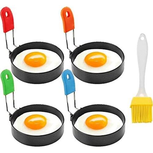 Non Stick Egg Ring, Egg Rings Mold with Silicone Handle, Egg Cooking Rings Set for Frying Eggs Griddle Egg Making Mold
