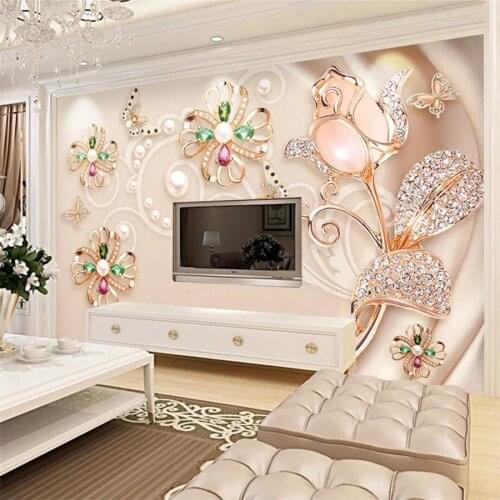 Beibehang Custom portrait mural wallpaper 3d luxury modern jewelry gemstones background wall home decoration 3d wallpaper mural