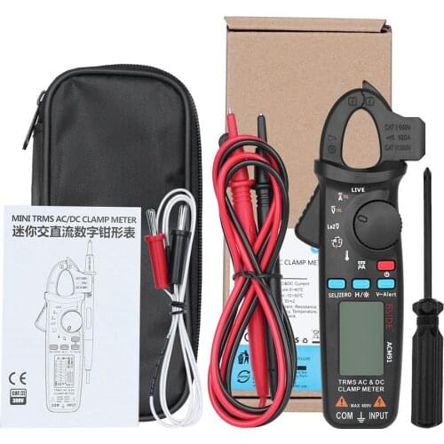 BSIDE ACM91 Digital Clamp Meter T-RMS 6000 DC/AC 100A 1mA Ammeter multimeter Car Current Voltmeter capacitance temp tester