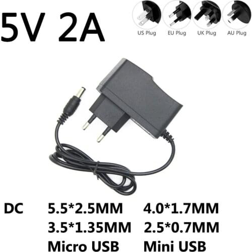 DC 5V 2A AC 100-240V Converter power Adapter 5 V Volt 2000MA Switch Power Supply Charger Mini Micro Usb