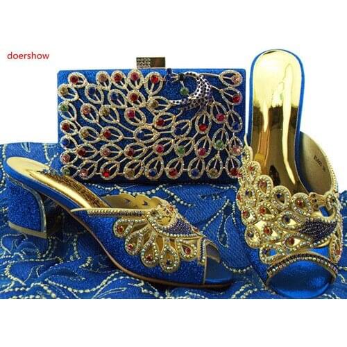 Doershow Matching Italian Shoe and Bag Set African Matching Shoes and Bags Italian In Women Nigerian Shoes and Matching SBL1-5